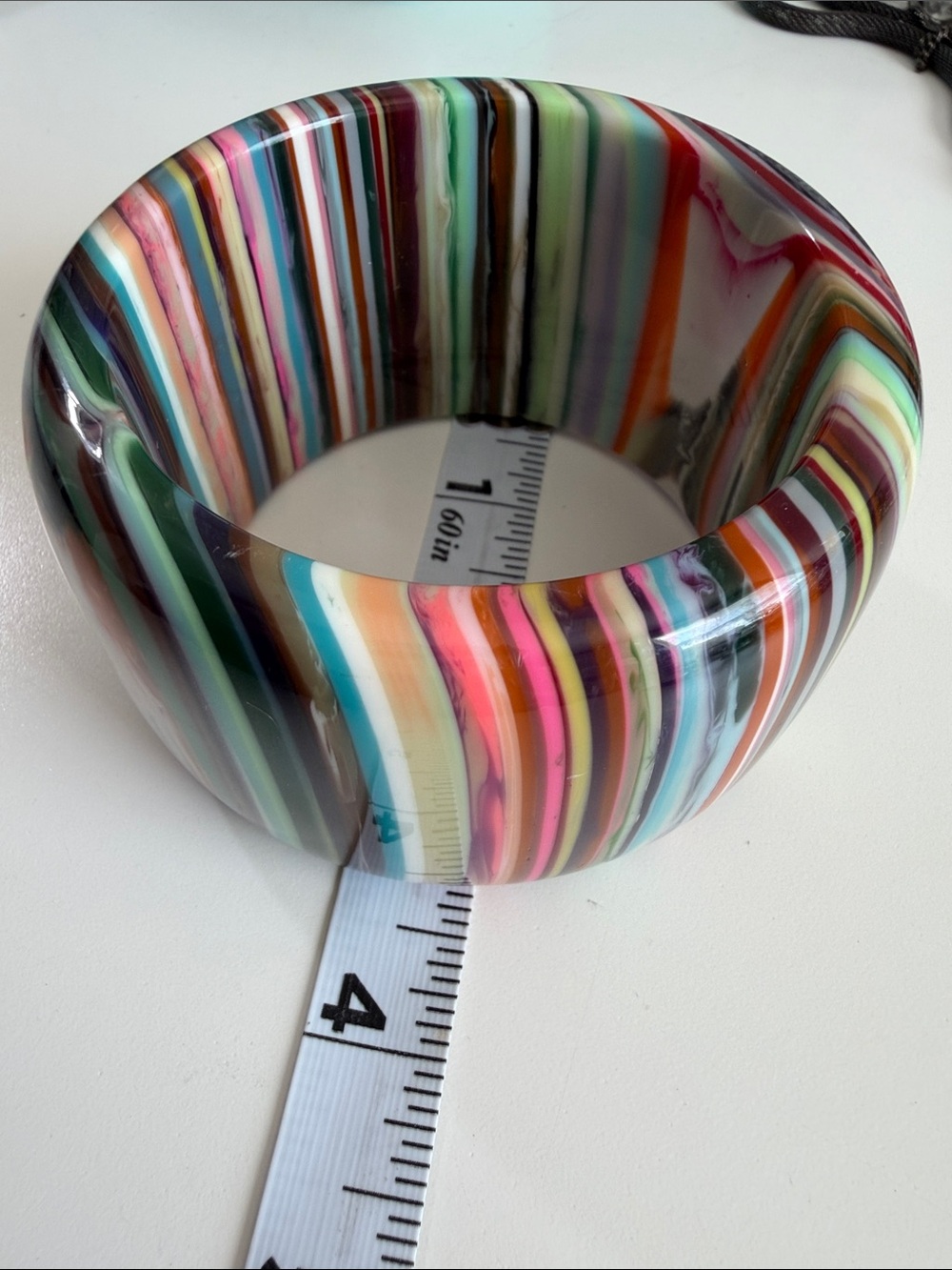 Colorful Striped Resin Bangle Bracelet - Picture 3 of 3